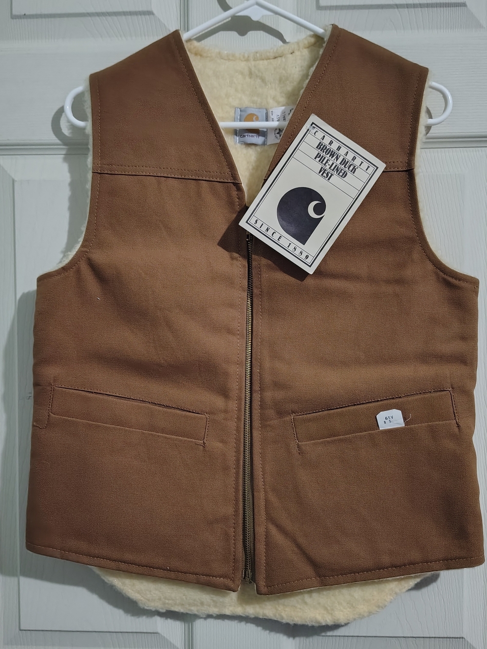 6VS Size S Carhartt Brown Duck Lined Vest